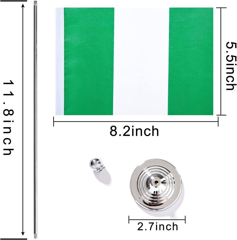 WXTWK 2 Pack Nigeria Flag Nigerian Desk Flag Small Mini Nigerian Table Flags With Stand Base,Home Office Festival Events Celebration Decorations - Image 2